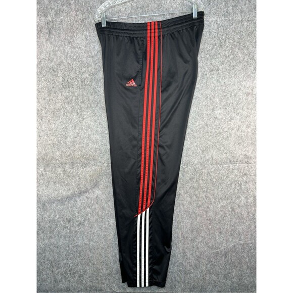 Adidas Pants Men’s Sz L Black Red Track Basketball Joggers Shiny Dazzle Y2K - Picture 5 of 11
